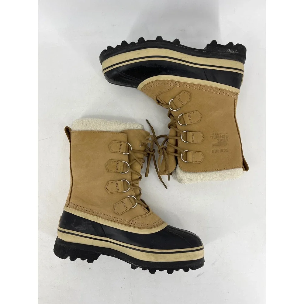Sorel Caribou Snow Boots Mens 8 EU39 Tan Waterproof Insulated Winter Leather‎